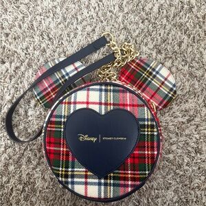 Stoney Clover Lane Plaid Crossbody Bag with Navy Heart